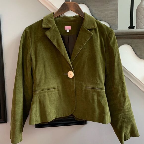 Molly B Moss Green Corduroy Velvet Jacket sz 4 - Picture 1 of 5